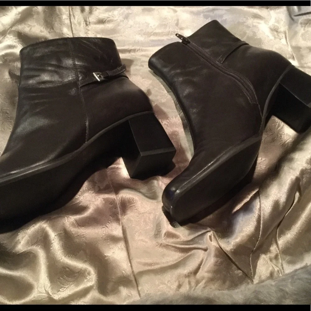 UNISA Leather Ankle Boots w/ Buckle Embellishment